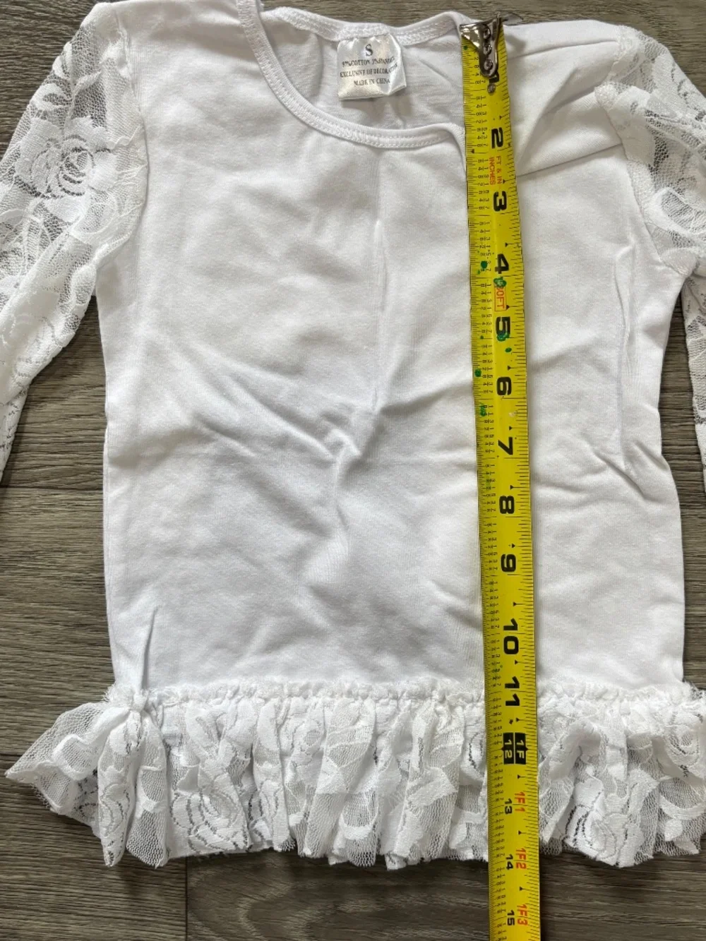 Kids Girls White Lace Long Sleeve Boutique T-Shirt Size Small Toddler 3/4t